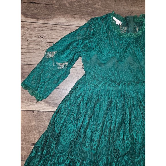 Trish Scully Lace Emerald Green Dress Bella Rafaela Size 14 - Picture 6 of 10